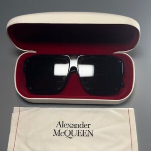 Alexander McQueen Black Rectangular Sunglasses